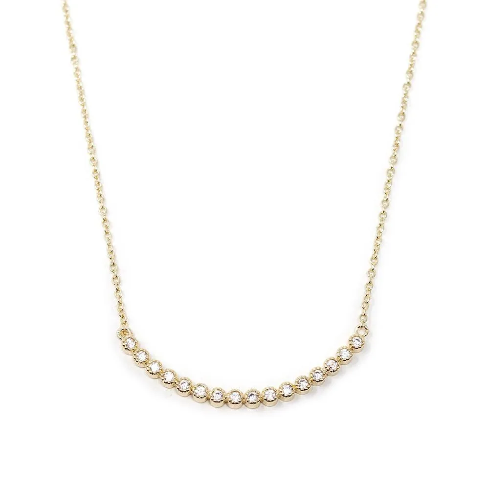 CZ Curve Bar Necklace Gold Plated