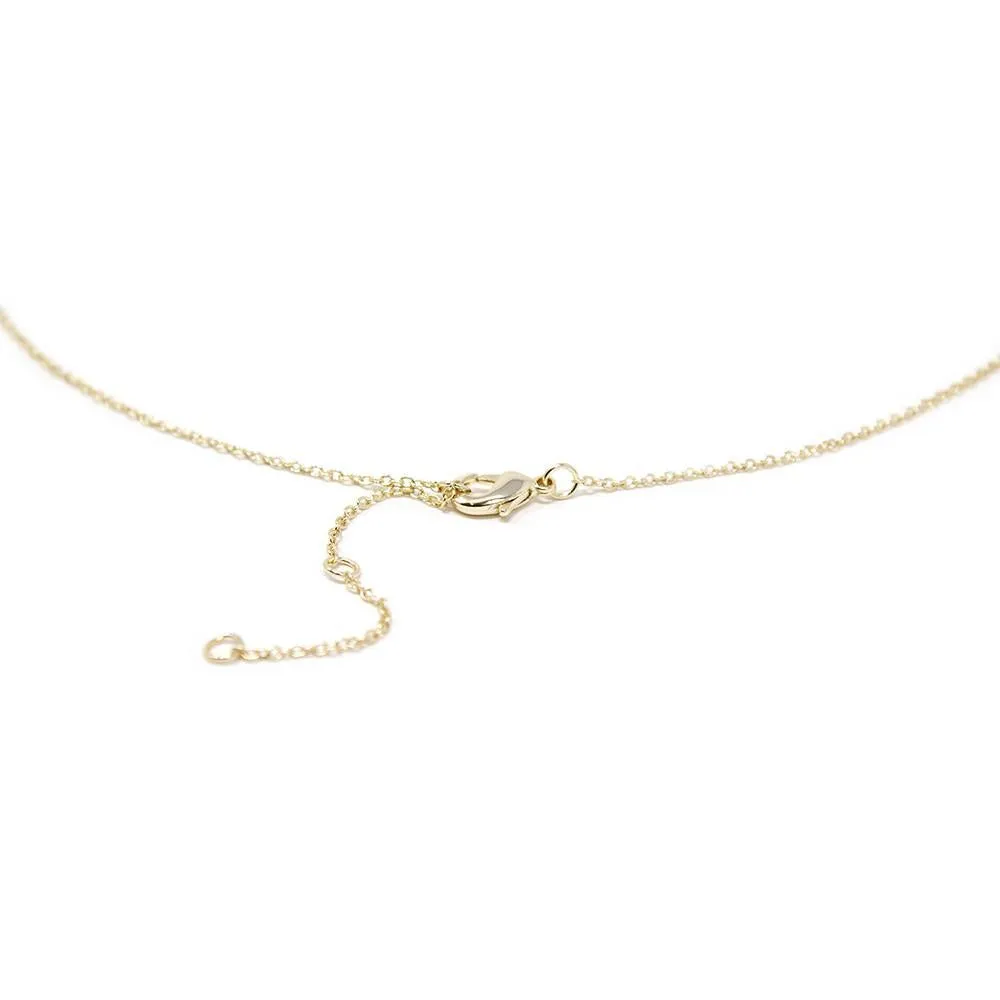 CZ Curve Bar Necklace Gold Plated