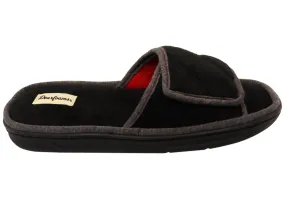 Dearfoams Mens Cooper Quilted Terry Adjustable Strap Slippers