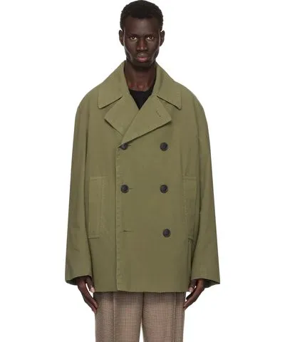 Dries Van Noten Khaki Double Breasted Coat