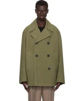 Dries Van Noten Khaki Double Breasted Coat