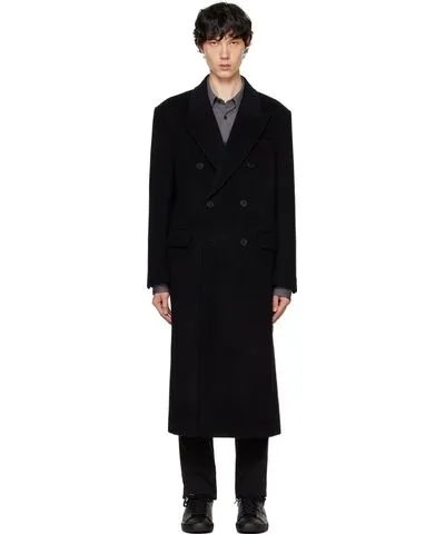 Dunst Black Tailored Double-Breasted Coat