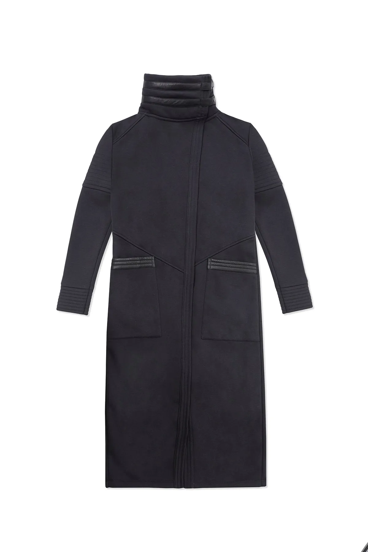 DUSTER COAT IN BLACK FLEECE