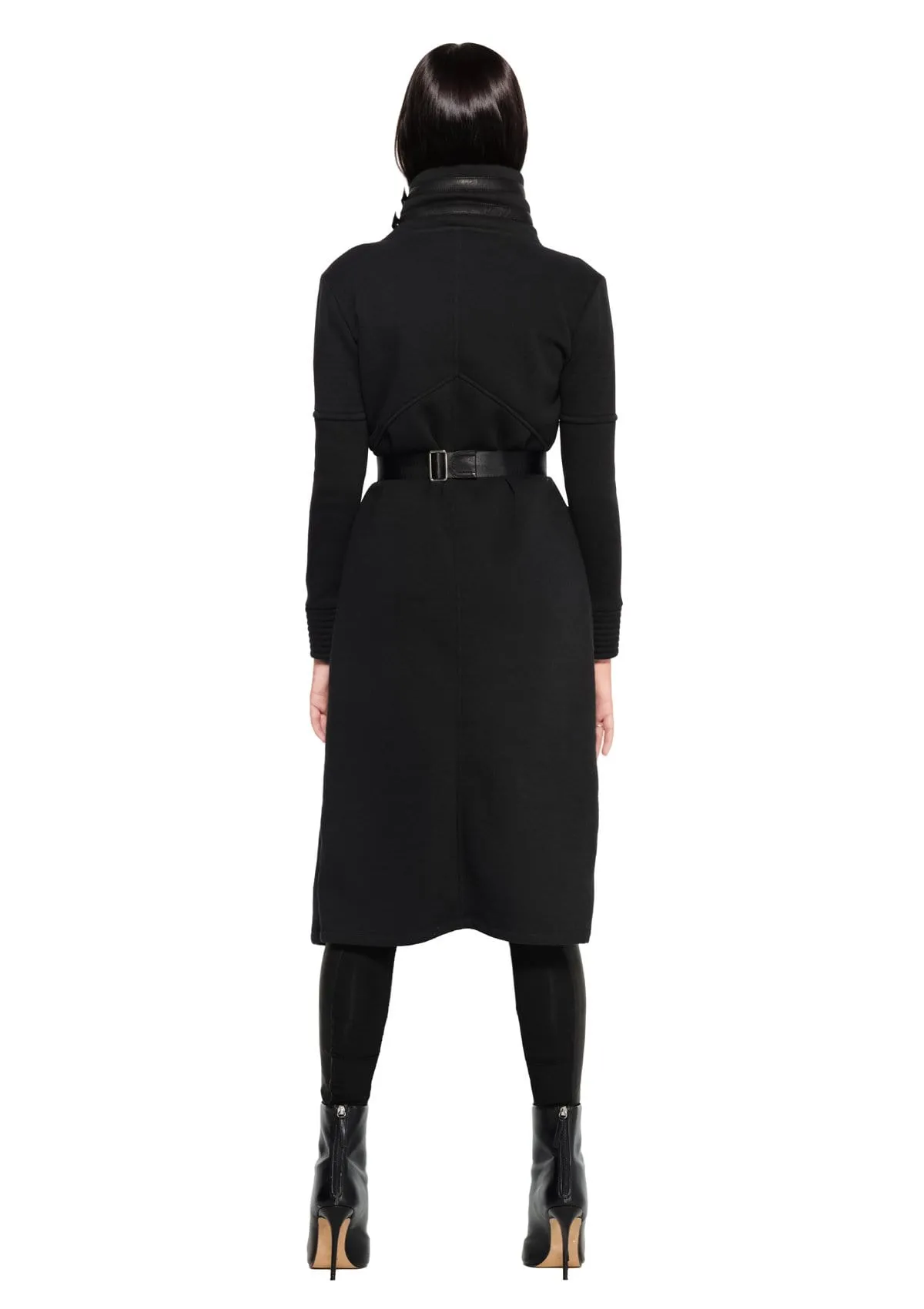 DUSTER COAT IN BLACK FLEECE