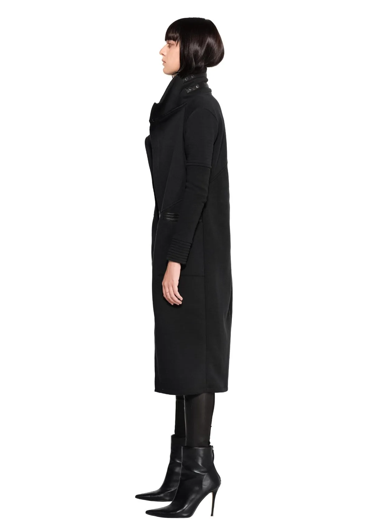 DUSTER COAT IN BLACK FLEECE