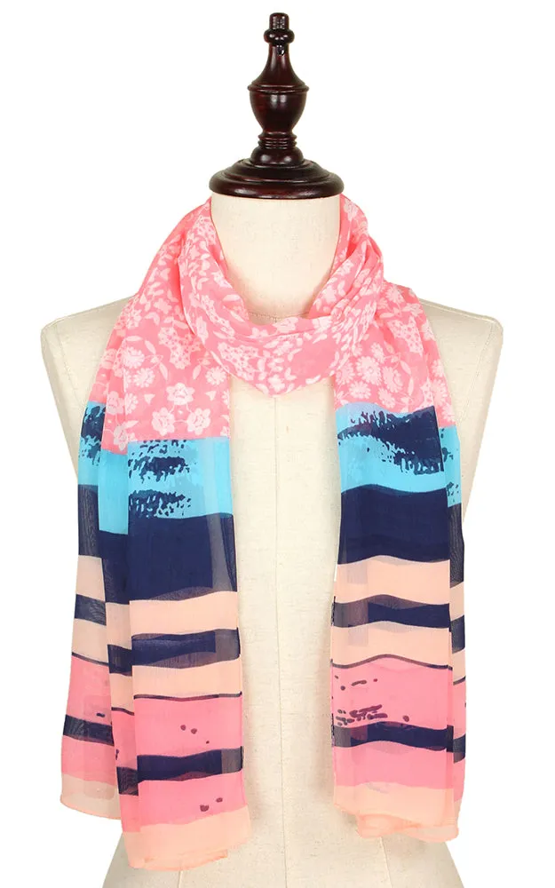 EAS9322 Multi Pattern Silky Oblong Scarf