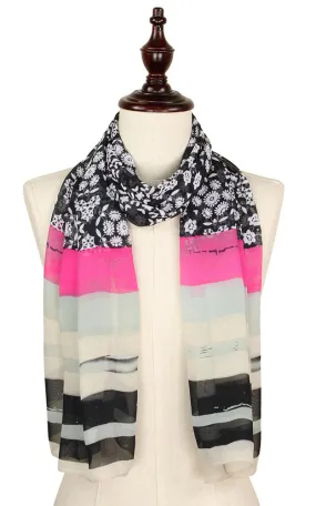 EAS9322 Multi Pattern Silky Oblong Scarf