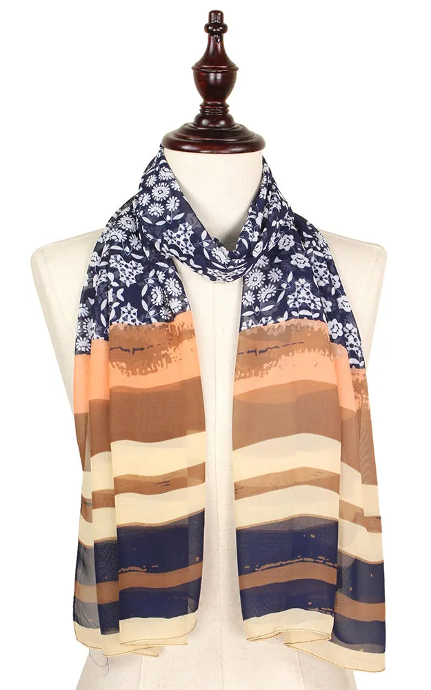 EAS9322 Multi Pattern Silky Oblong Scarf