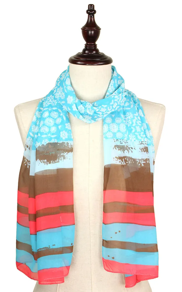 EAS9322 Multi Pattern Silky Oblong Scarf