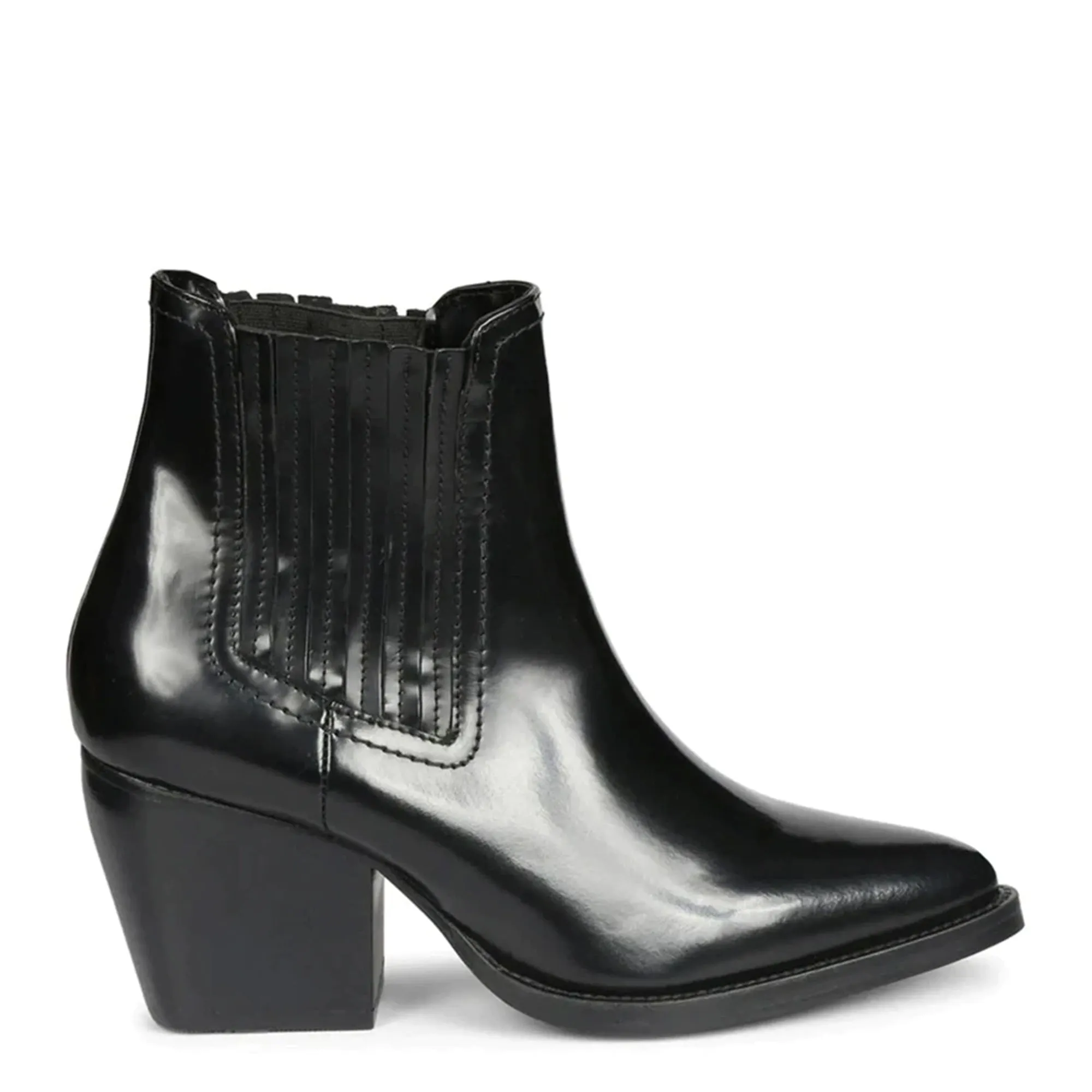 Eleanor Black Patent Leather Chelsea Boots