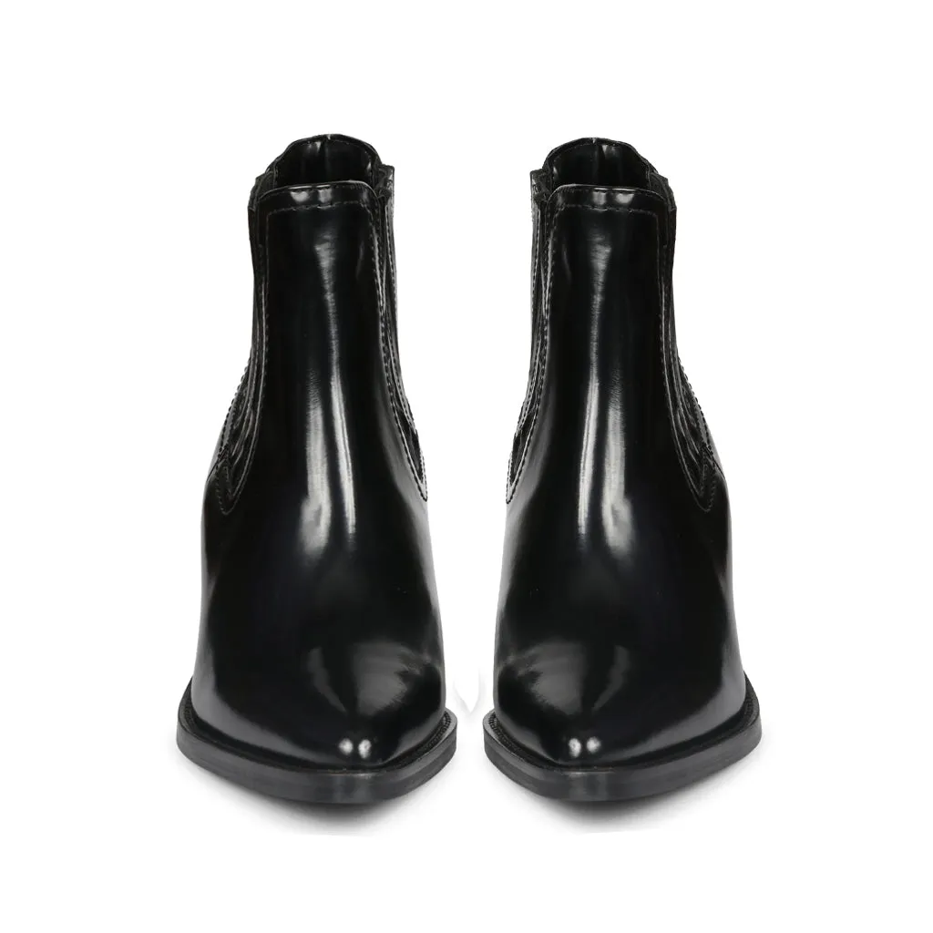 Eleanor Black Patent Leather Chelsea Boots