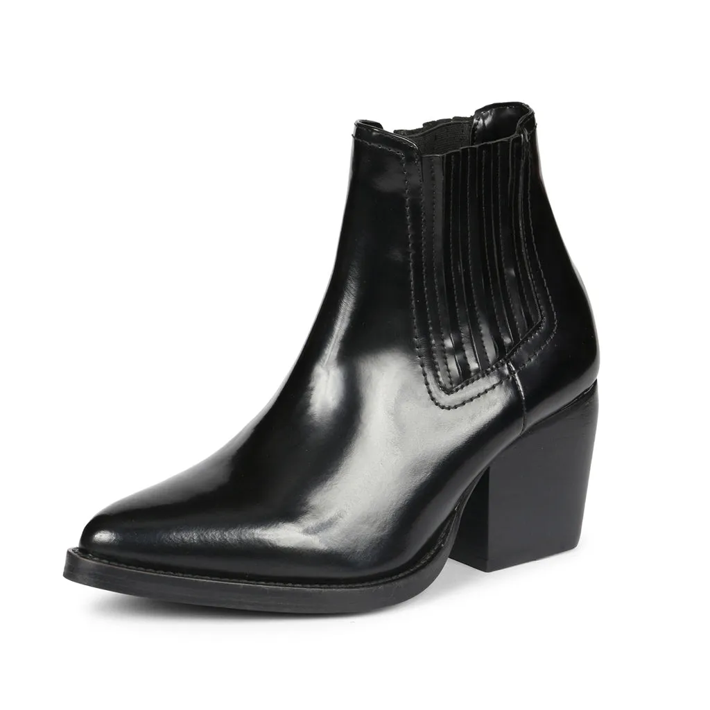 Eleanor Black Patent Leather Chelsea Boots