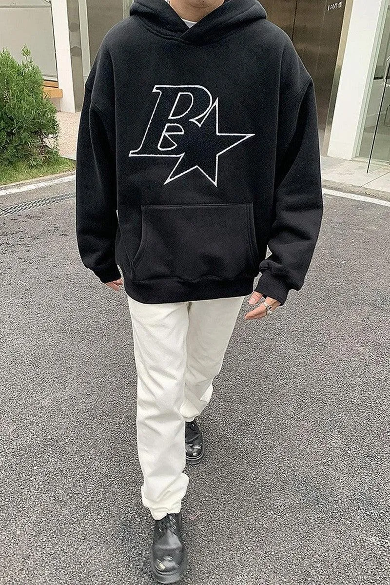 Embroidered B Sherpa Hoodie