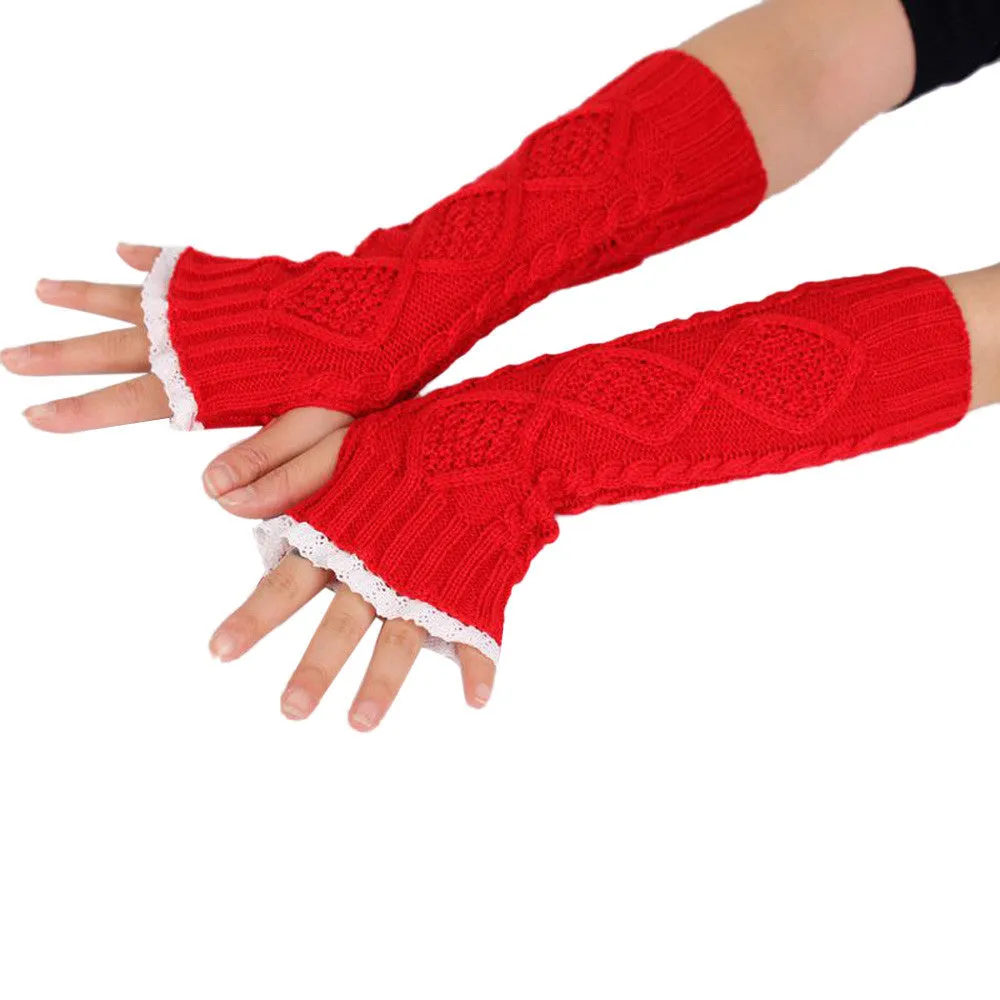 Feida 100 Gants Women's Warm Diamond Lace Gloves Mittens