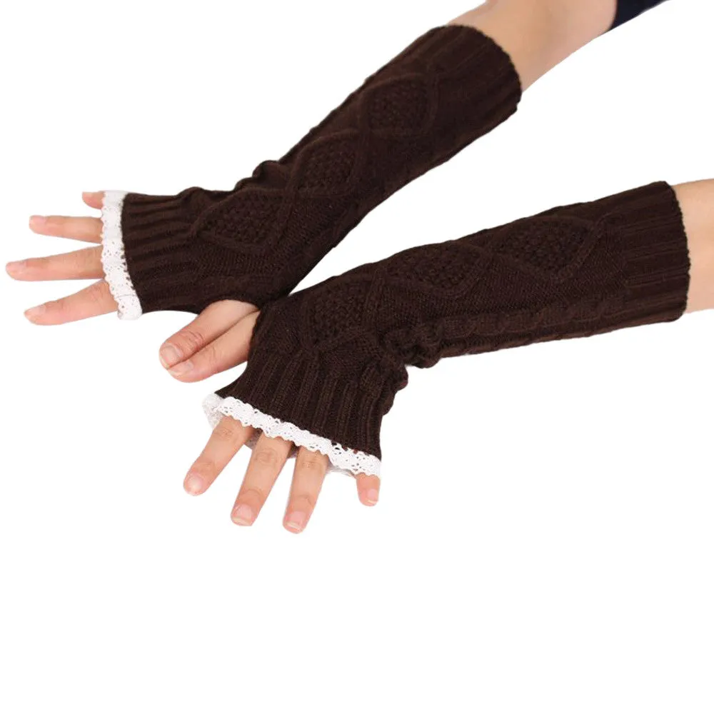 Feida 100 Gants Women's Warm Diamond Lace Gloves Mittens