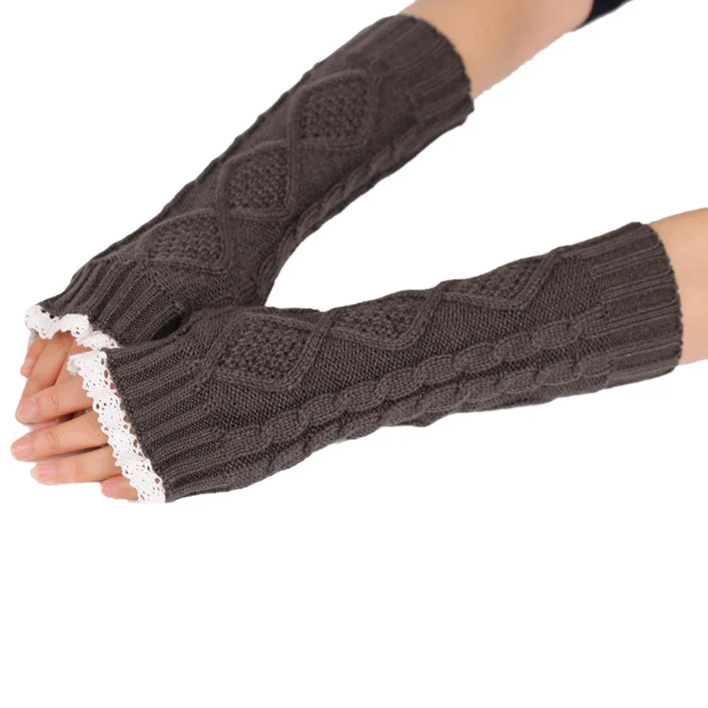 Feida 100 Gants Women's Warm Diamond Lace Gloves Mittens