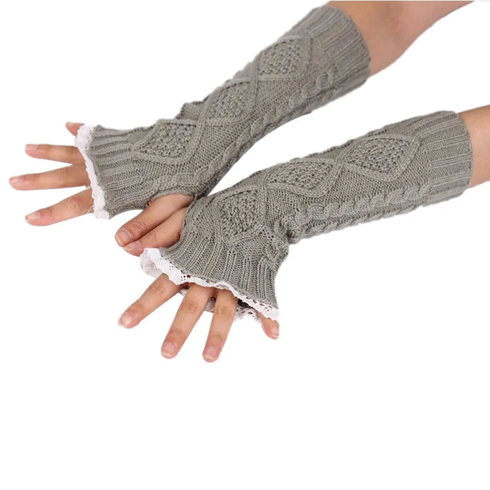 Feida 100 Gants Women's Warm Diamond Lace Gloves Mittens