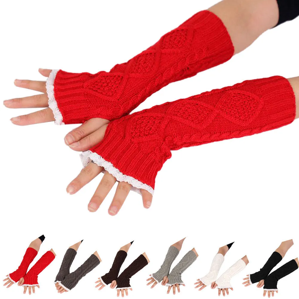 Feida 100 Gants Women's Warm Diamond Lace Gloves Mittens