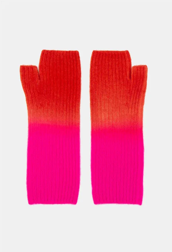 FINGERLESS MITTENS NEON PINK ORANGE DAISY - V VON GOAT