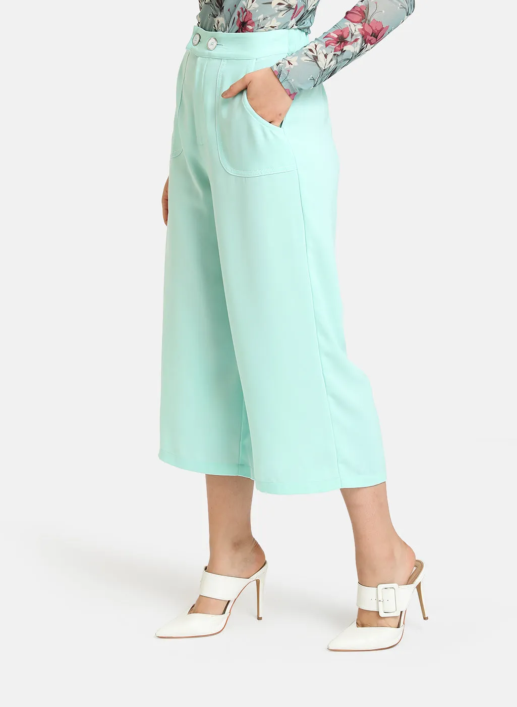 Flared Culottes With Pocket Detail