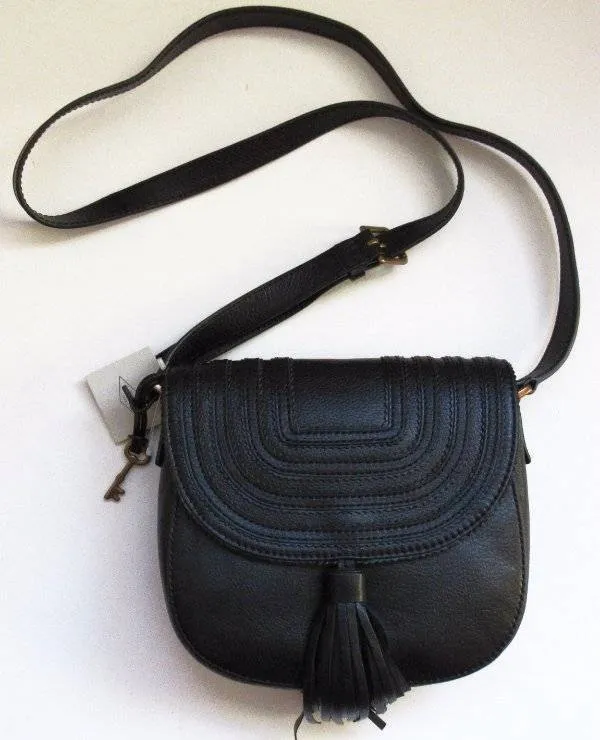 Fossil Emi Tassle Saddlebag - Black