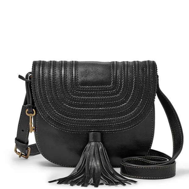 Fossil Emi Tassle Saddlebag - Black