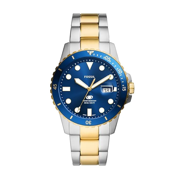 Fossil Fossil Blue Dive Three-Hand Date Two-Tone Stainless Steel Watch - FS6034