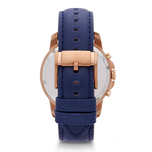 Fossil Grant Chronograph Navy Leather Watch