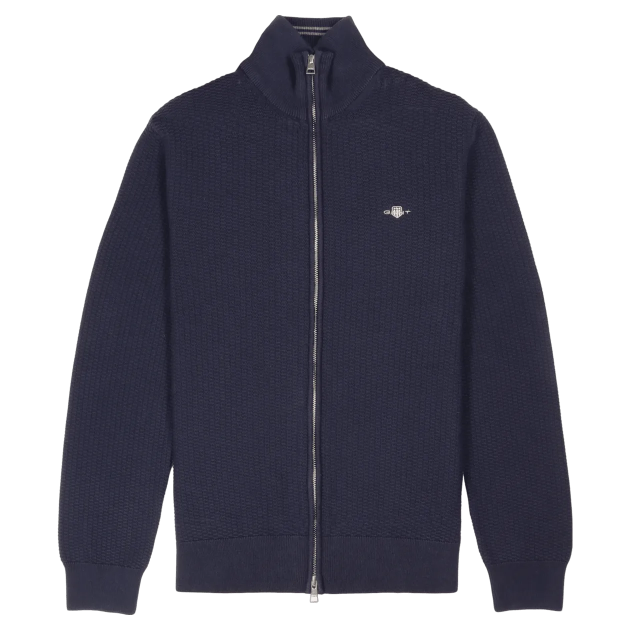 GANT Cotton Micro Textured Zip Cardigan