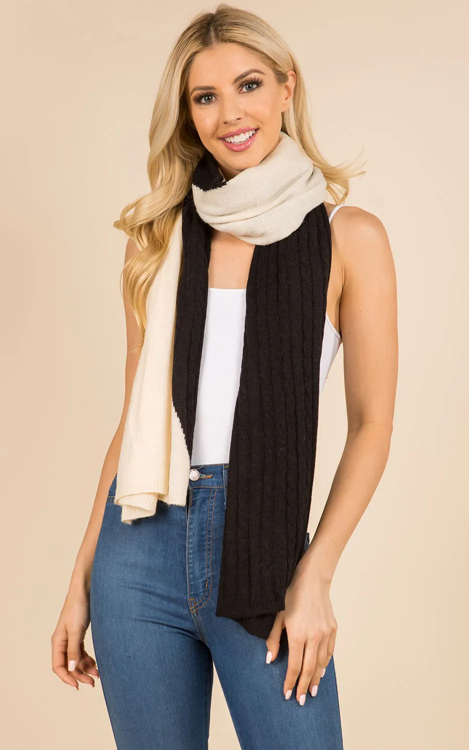 GAO3147 Cable Knit Oblong Scarf