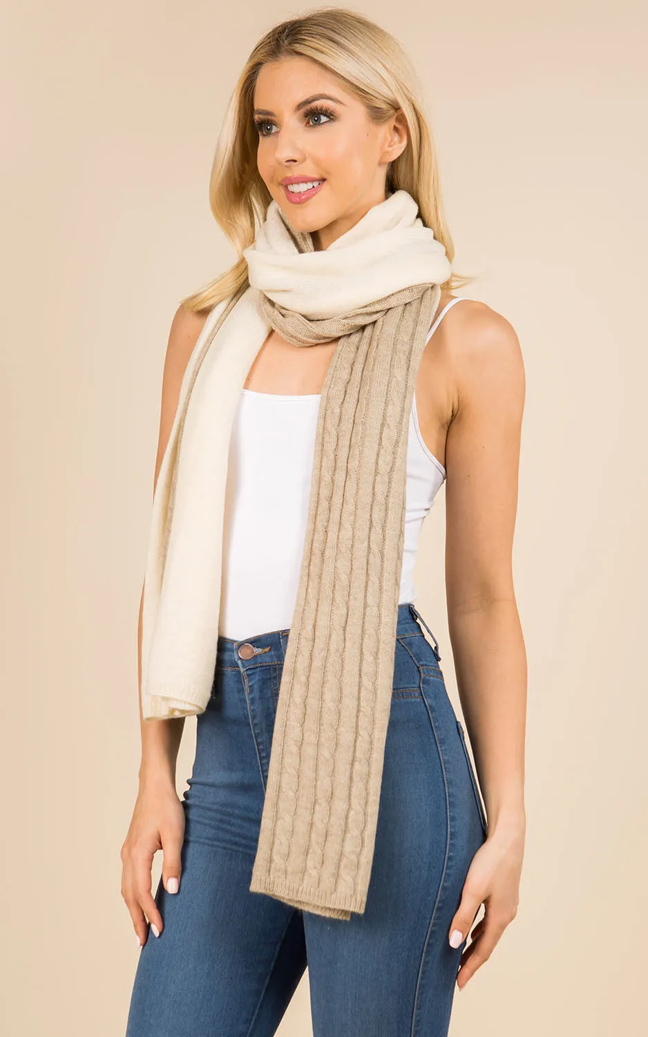 GAO3147 Cable Knit Oblong Scarf