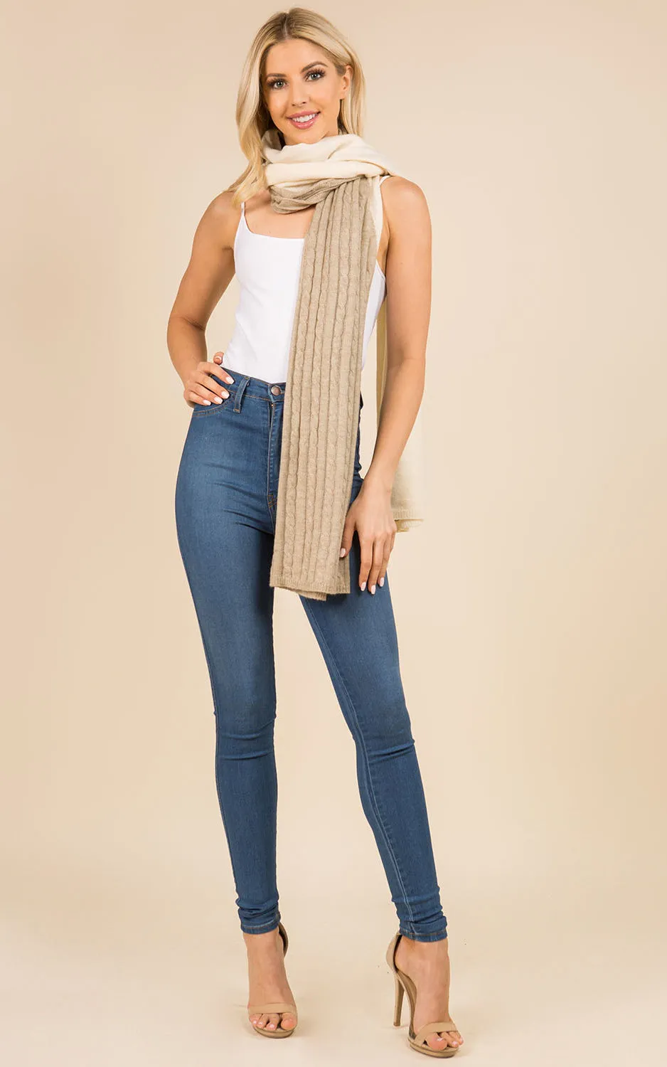 GAO3147 Cable Knit Oblong Scarf