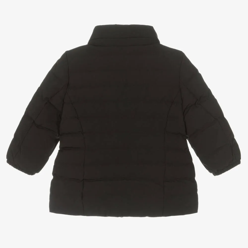 Girls Black Padded Logo Coat