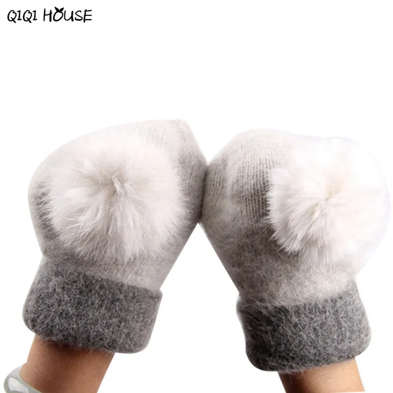 Gloves Women Fur Ball Hand Warm Winter Driving Gloves Super Soft Wool Women Outwear Gloves Luvas Feminina#B921 SM6