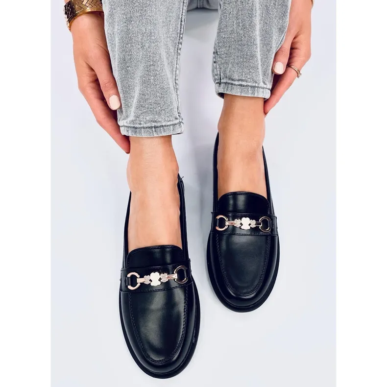 Gracess Black teddy bear moccasins