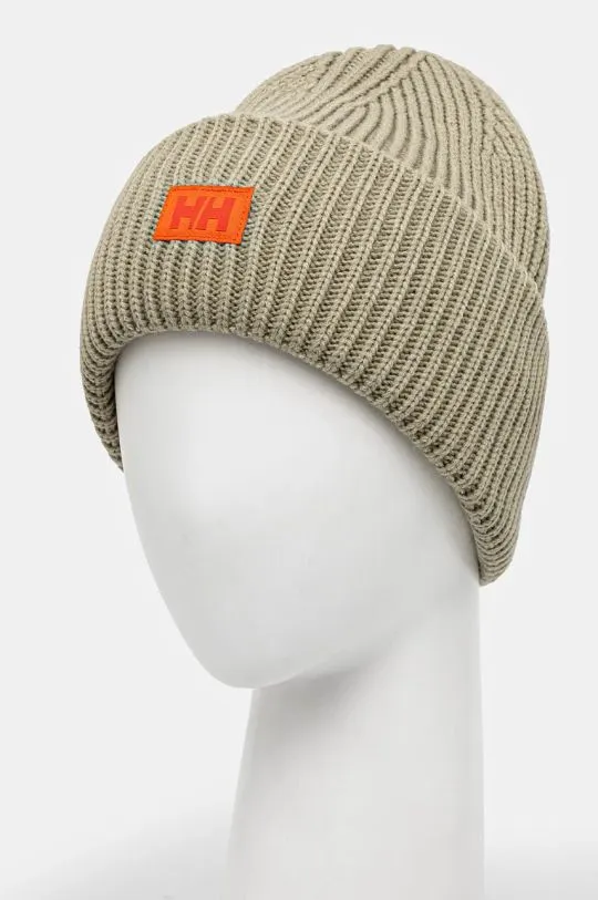 Helly Hansen beanie green color thick knit 54020