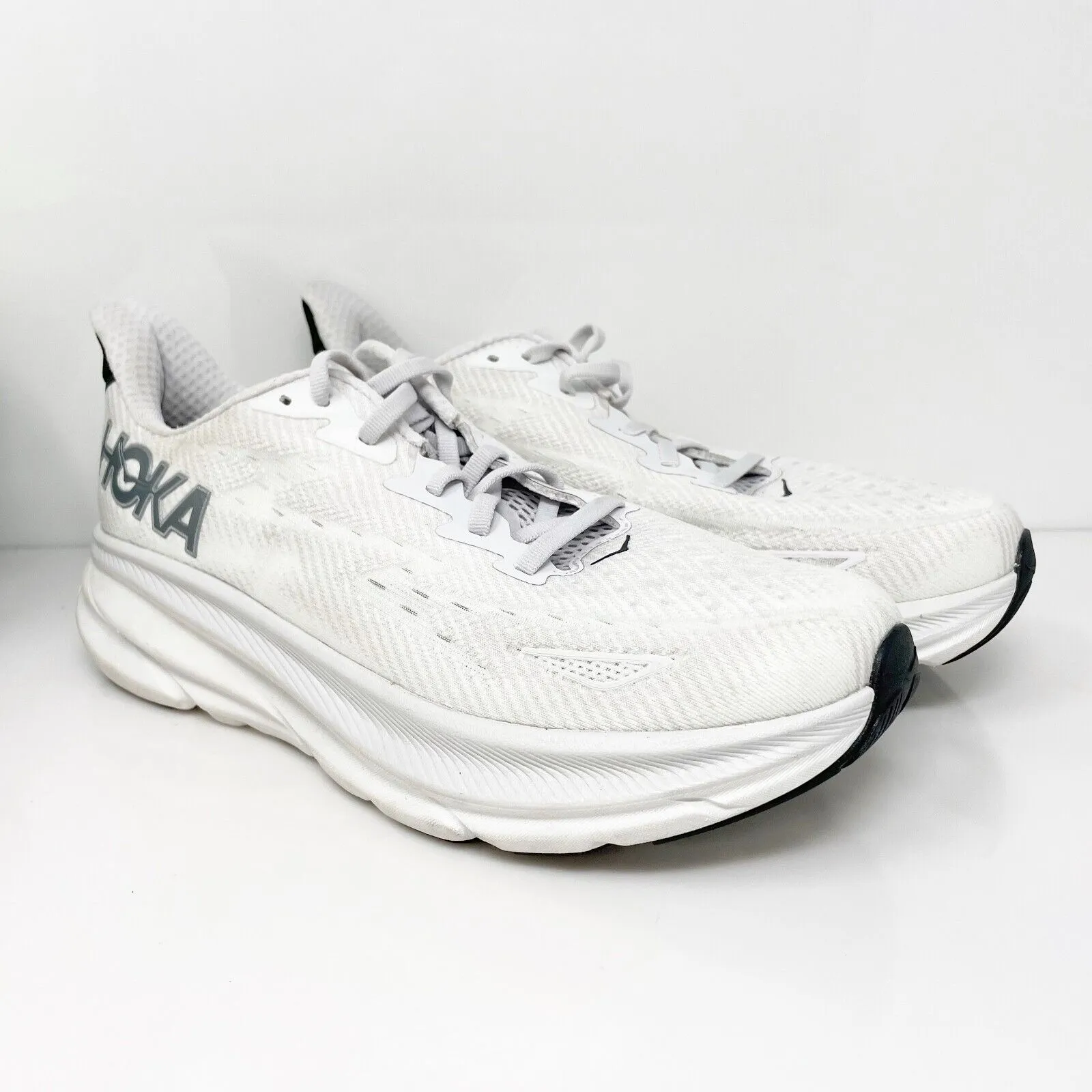 Hoka One One Mens Clifton 9 1127895 NCSW White Running Shoes Sneakers Size 8.5 D