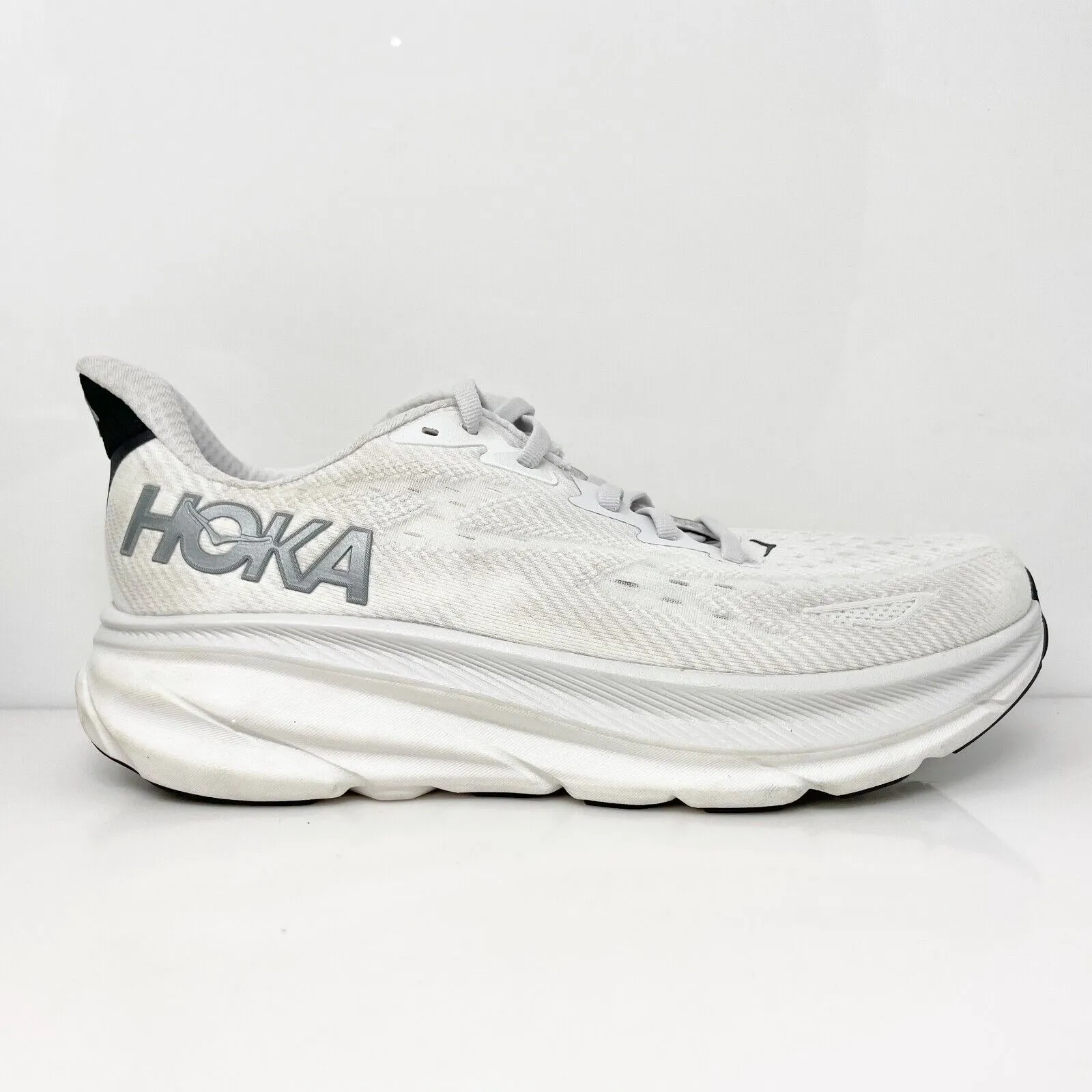 Hoka One One Mens Clifton 9 1127895 NCSW White Running Shoes Sneakers Size 8.5 D