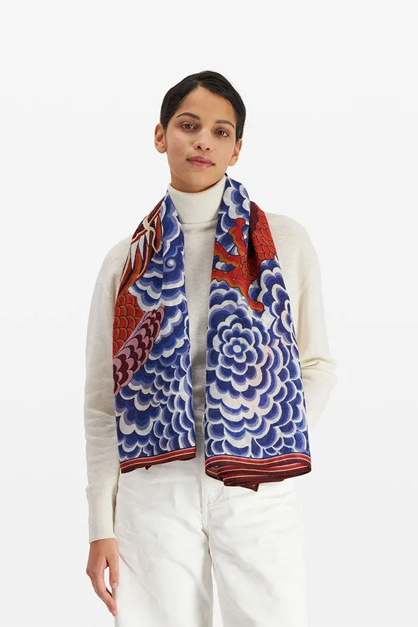 Inoui Editions DRAGON RED SQUARE WOOL SCARF