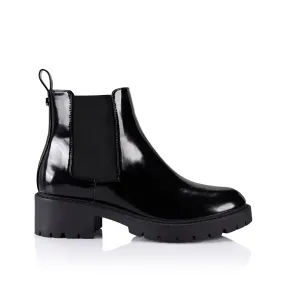 Jaya Chelsea Gusset Boots - Black Box PU