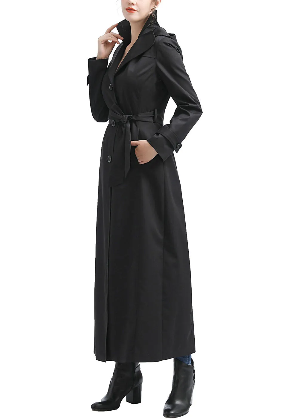 Kimi + Kai Women's Alena Waterproof Hooded Long Trench Coat