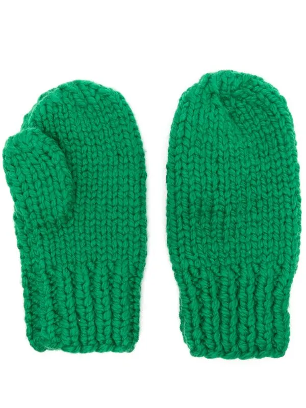 Knitted Mittens - Bright Green