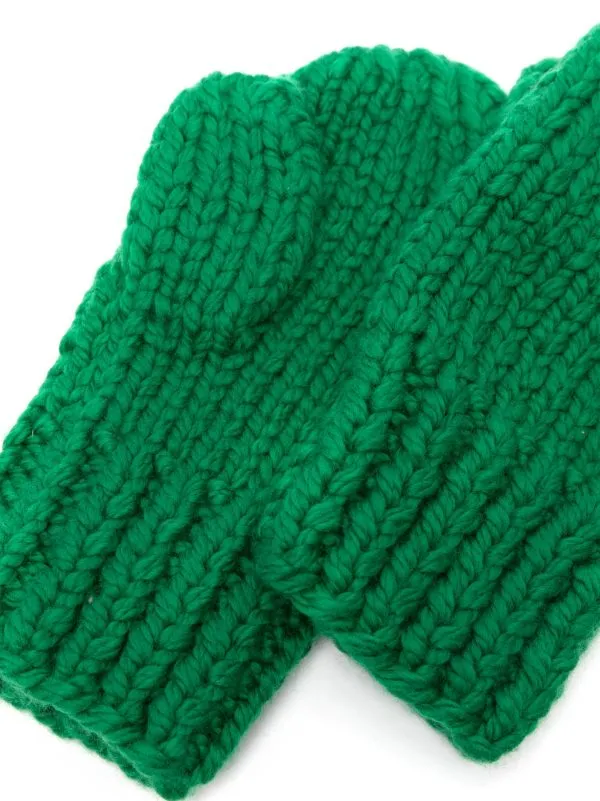 Knitted Mittens - Bright Green