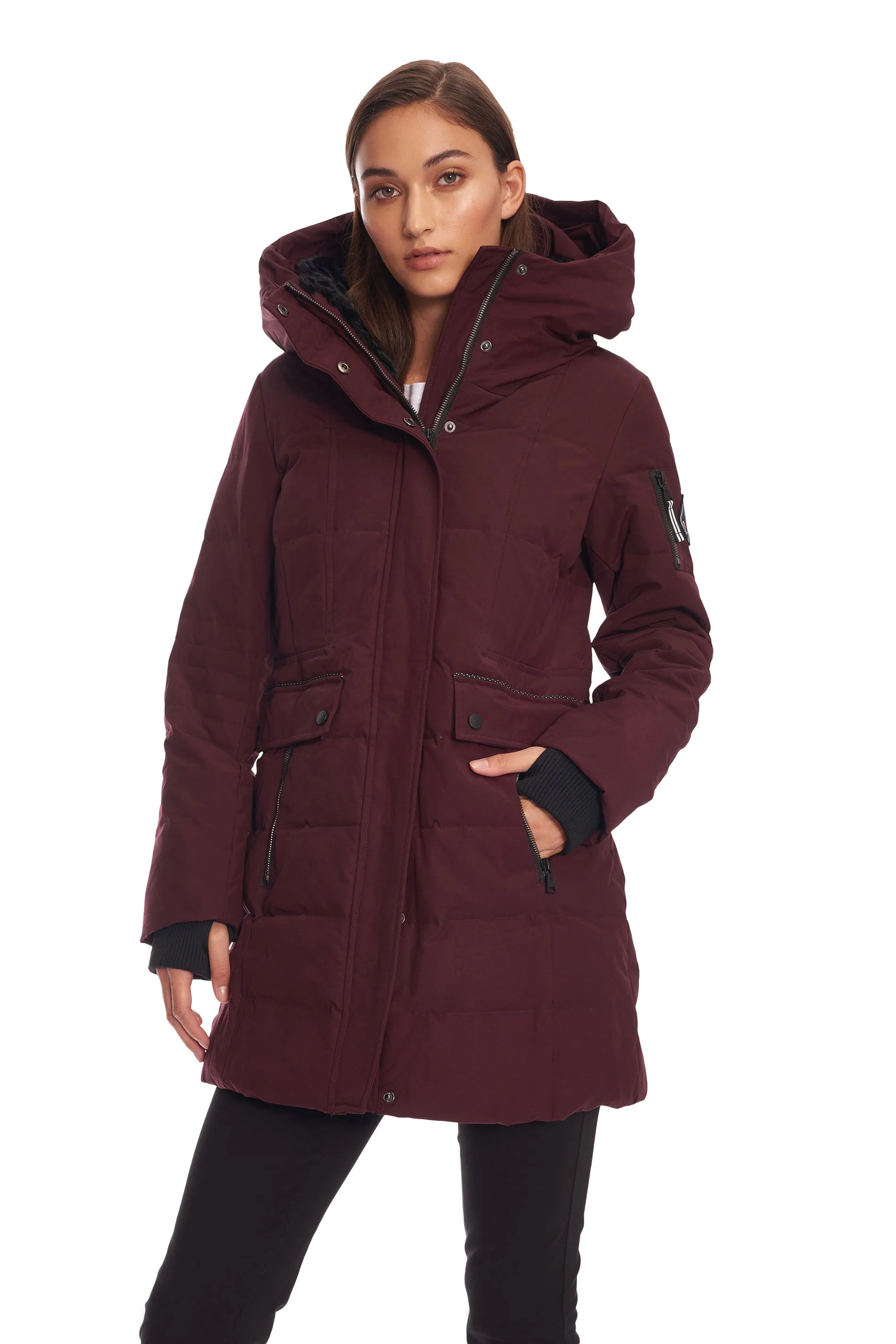 KOOTNEY | WOMEN'S VEGAN DOWN (RECYCLED) MID-LENGTH PARKA, GRAPE