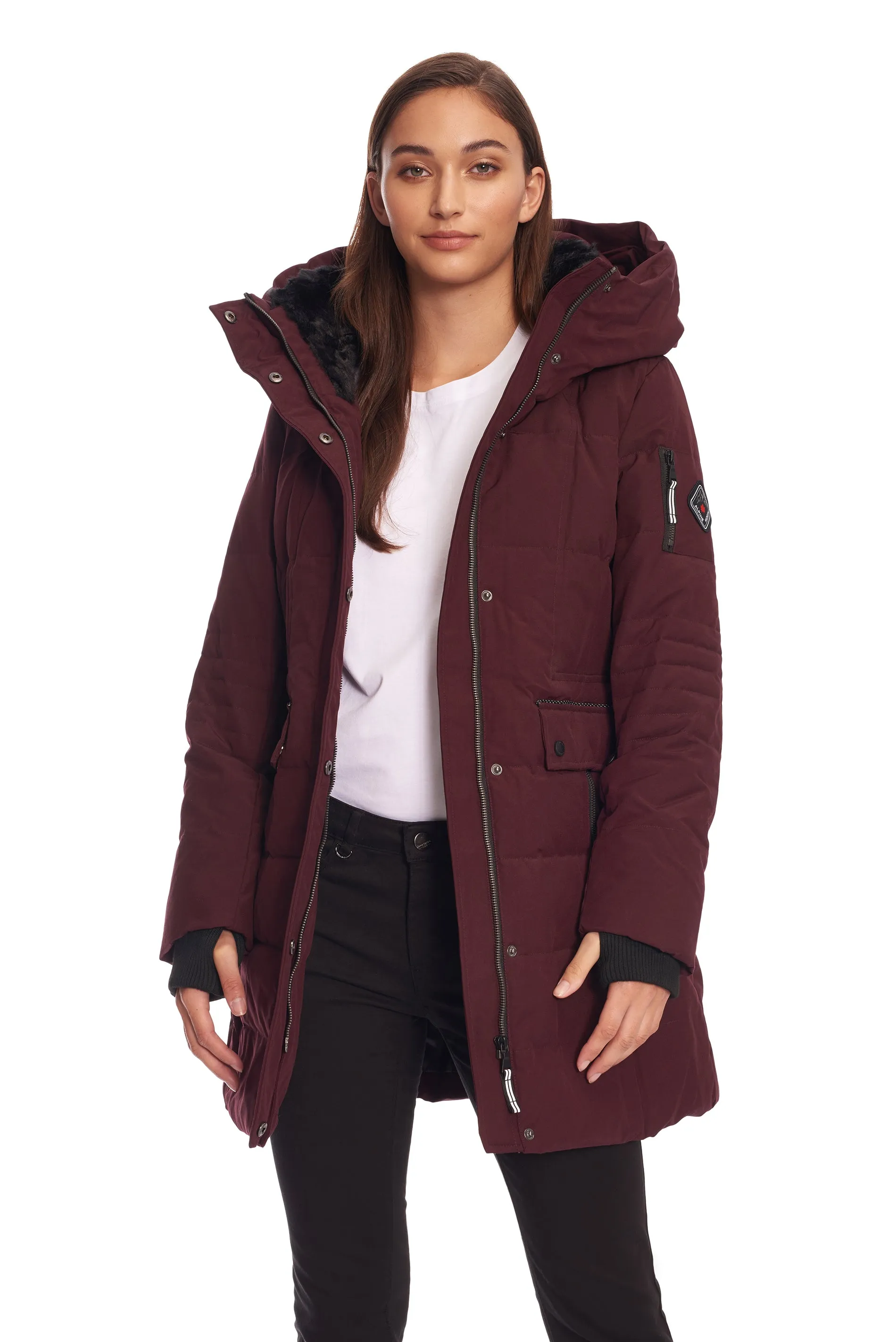 KOOTNEY | WOMEN'S VEGAN DOWN (RECYCLED) MID-LENGTH PARKA, GRAPE