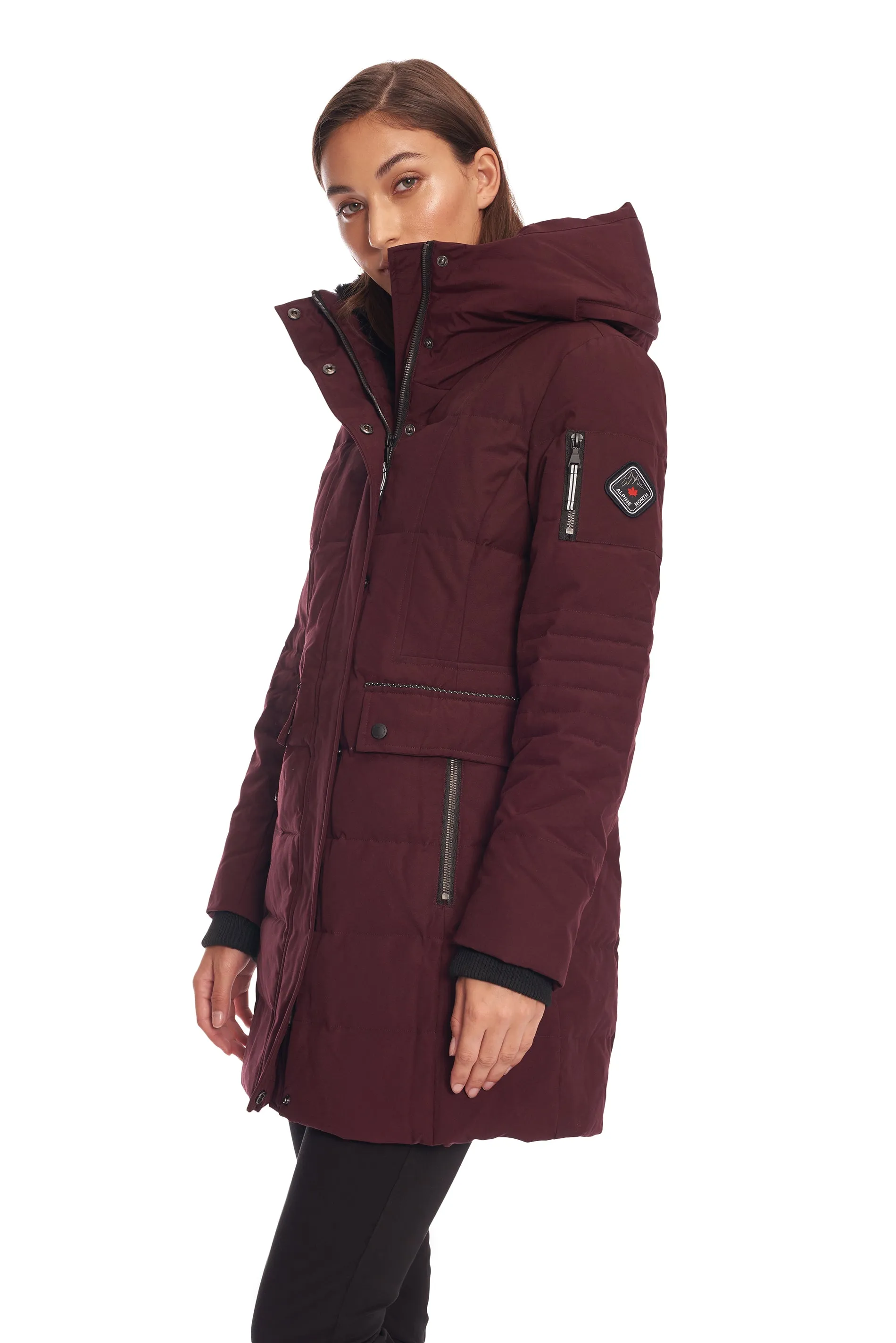 KOOTNEY | WOMEN'S VEGAN DOWN (RECYCLED) MID-LENGTH PARKA, GRAPE