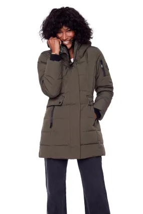 KOOTNEY | WOMEN'S VEGAN DOWN (RECYCLED) MID-LENGTH PARKA, OLIVE