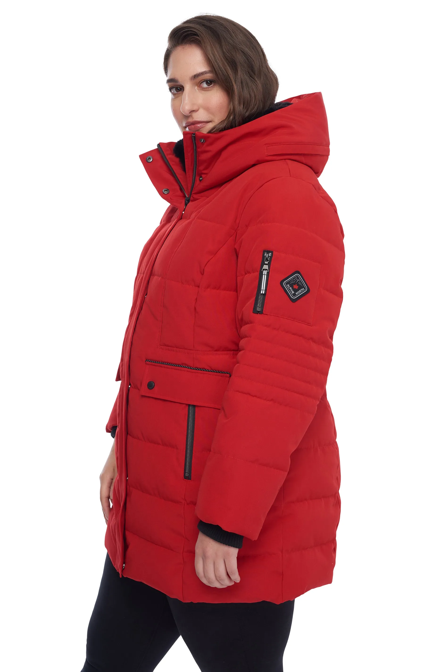 KOOTNEY PLUS | WOMEN'S VEGAN DOWN (RECYCLED) MID-LENGTH PARKA, CRIMSON (PLUS SIZE)