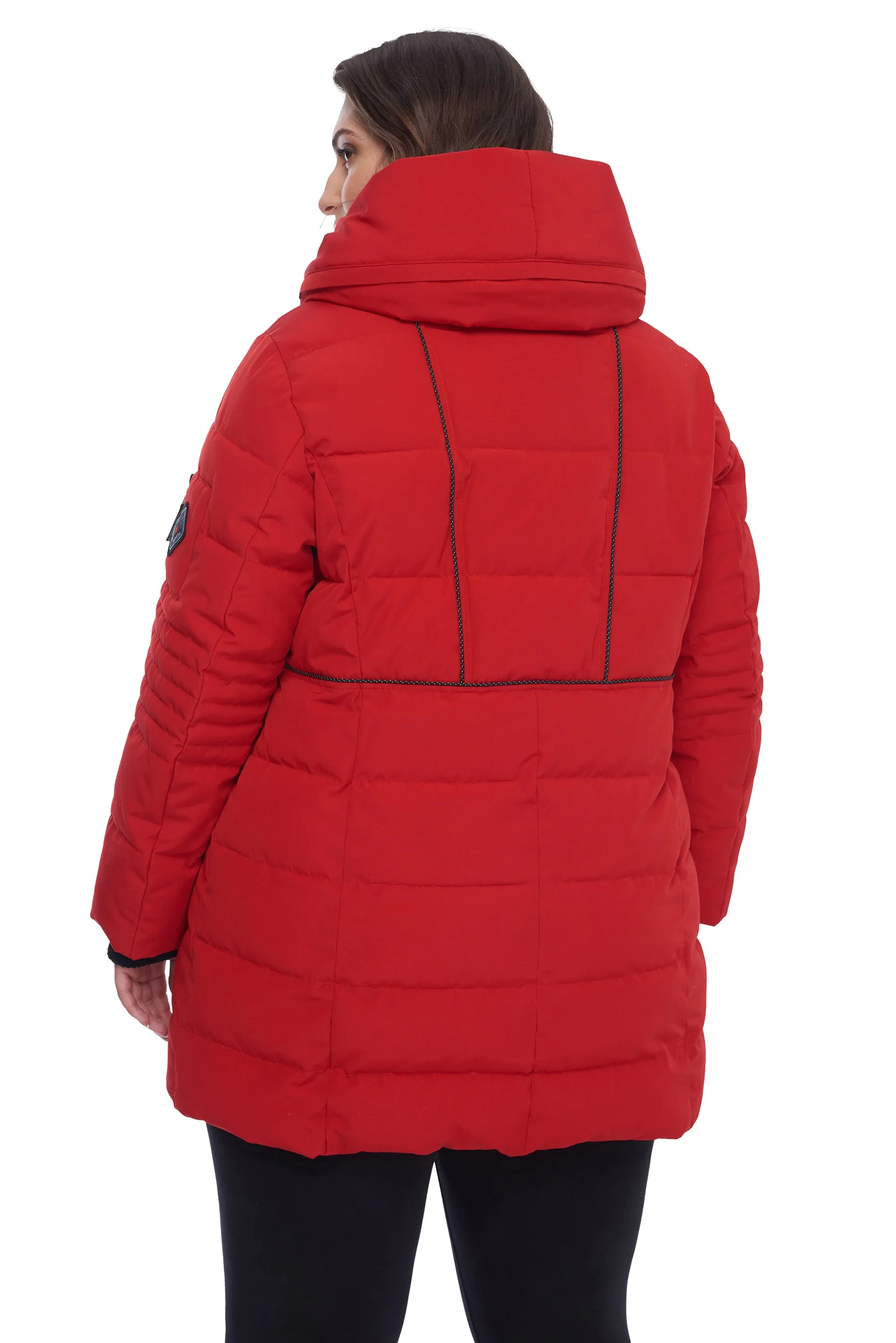 KOOTNEY PLUS | WOMEN'S VEGAN DOWN (RECYCLED) MID-LENGTH PARKA, CRIMSON (PLUS SIZE)