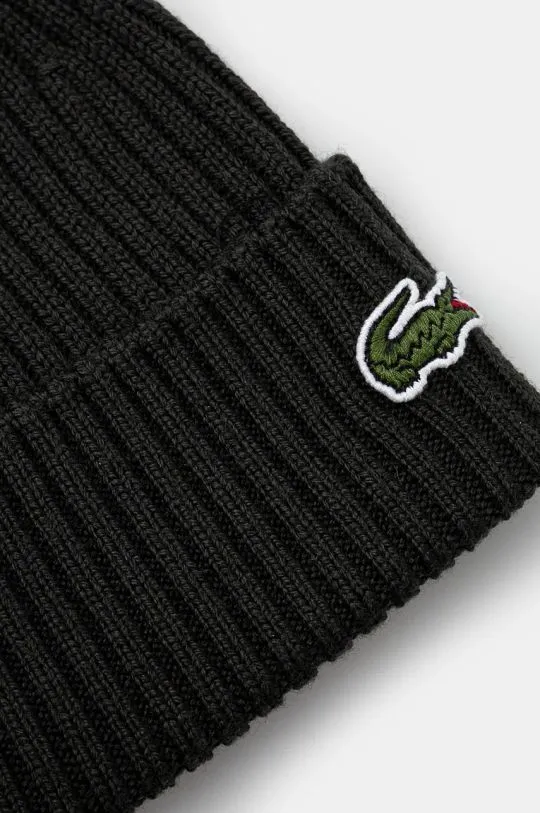 Lacoste wool beanie green color